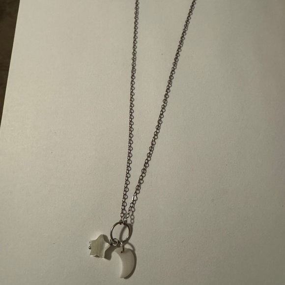 Pearl color Star and Moon Pendant Necklace - Picture 2 of 2